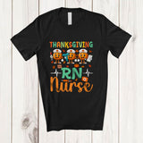 MacnyStore - Personalized Custom Name Thanksgiving RN Nurse; Humorous Fall Three Pumpkins; Family T-Shirt