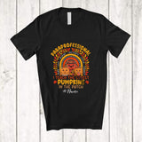 MacnyStore - Personalized Custom Name Paraprofessional I Teach Cutest Pumpkins; Proud Thanksgiving Rainbow T-Shirt