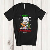 MacnyStore - Personalized Custom Name Merry Christmas; Adorable X-mas Tree Duck Lunch Lady Chef Group T-Shirt