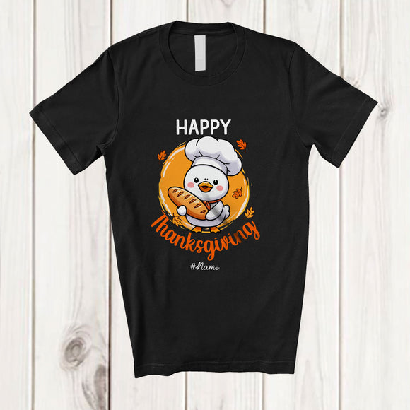 MacnyStore - Personalized Custom Name Happy Thanksgiving; Adorable Duck Fall Lunch Lady Chef Group T-Shirt