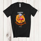 MacnyStore - Personalized Custom Name Happy Thanksgiving; Adorable Flamingo Fall Lunch Lady Chef Group T-Shirt