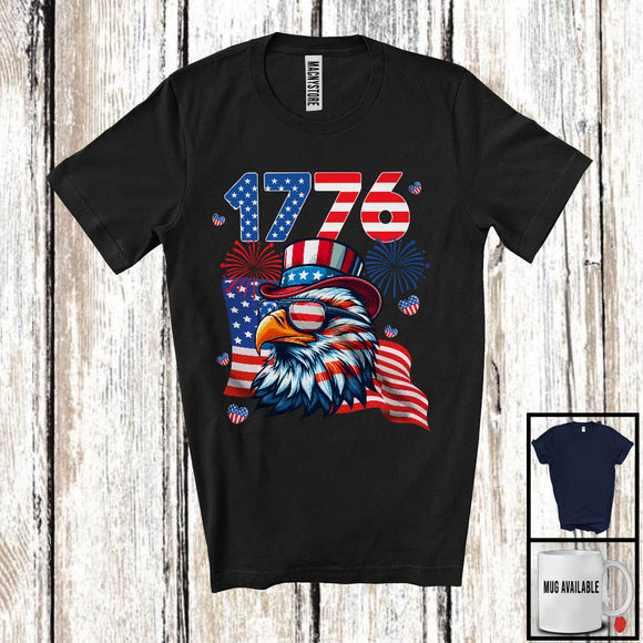 MacnyStore - 1776, Amazing 4th Of July Eagle American Flag, History Independence Day Patriotic T-Shirt