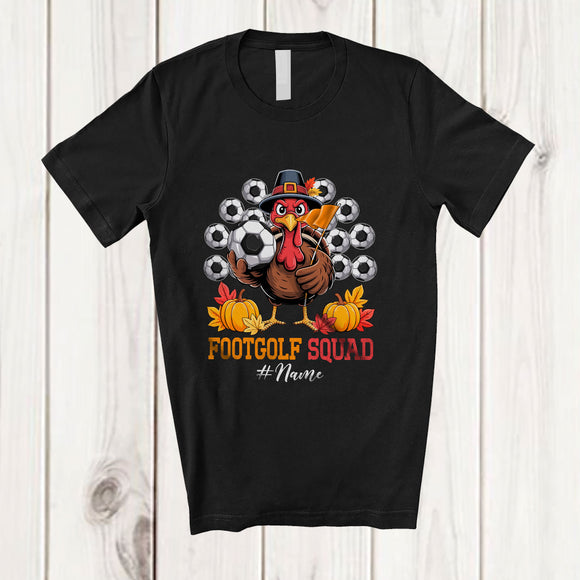 MacnyStore - Personalized Custom Name Footgolf Squad; Happy Thanksgiving Turkey Footgolf Balls Tail Player T-Shirt