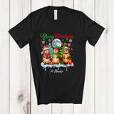 MacnyStore - Personalized Custom Name Merry Christmas; Lovely Three Santa Elf Gopher Rodent Animal T-Shirt