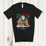 MacnyStore - Personalized Custom Name Merry Christmas; Lovely Three Santa Elf Muskrat Rodent Animal T-Shirt