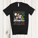 MacnyStore - Personalized Custom Name Santa Riding Horse Reindeer; Amusing Christmas Sweater Snow Animal T-Shirt