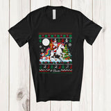 MacnyStore - Personalized Custom Name Santa Riding Unicorn Reindeer; Amusing Christmas Sweater Snow Family T-Shirt