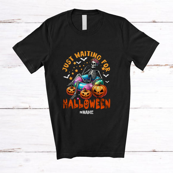 MacnyStore - Personalized Custom Name Wait For Halloween; Scary Pumpkin Women Skeleton; Family Group T-Shirt