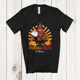 MacnyStore - Personalized Custom Name Baseball Squad; Happy Thanksgiving Turkey Baseball Stick Tail Player T-Shirt