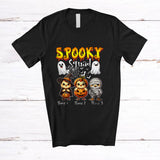 MacnyStore - Personalized Custom Name Spooky Squad; Horror Halloween Three Chicken Witch Boo Ghost Animal T-Shirt