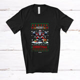MacnyStore - Personalized Custom Name Merry Christmas; Humorous X-mas Sweater Santa Muscle Weightlifting T-Shirt