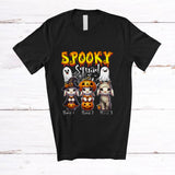 MacnyStore - Personalized Custom Name Spooky Squad; Horror Halloween Three Goat Witch Boo Ghost Animal T-Shirt
