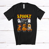 MacnyStore - Personalized Custom Name Spooky Squad; Horror Halloween Three Parrot Witch Boo Ghost Animal T-Shirt