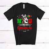 MacnyStore - Personalized Custom Name We NICU A Merry Christmas; Joyful Medical I.C.U RN Tech MICU Squad T-Shirt