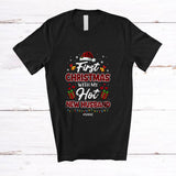 MacnyStore - Personalized Custom Name First Christmas With My Hot New Husband; Amusing Plaid Santa Couple T-Shirt