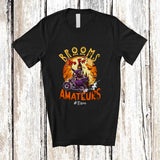 MacnyStore - Personalized Custom Name Brooms For Amateurs; Scary Halloween Moon Riding Motorbike Witch T-Shirt