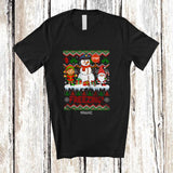 MacnyStore - Personalized Custom Name Freezing; Wonderful Christmas Sweater Elf Snowman Gnome; Winter Family T-Shirt
