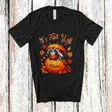 MacnyStore - Personalized Custom Name It's Fall Y'all; Adorable Thanksgiving Raccoon In Autumn Pumpkin T-Shirt