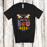 MacnyStore - Personalized Custom Name Save The Boo Bees; Sarcastic Breast Cancer Halloween Pink Ribbon T-Shirt