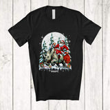 MacnyStore - Personalized Custom Name Santa Riding Rhinoceros; Merry Christmas Moon X-mas Tree Rhino Animal T-Shirt