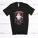 MacnyStore - Personalized Custom Name I Ghost All Year Around; Cute Pink Boo Ghost Halloween Costume T-Shirt