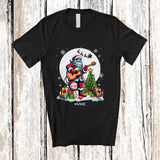 MacnyStore - Personalized Custom Name Santa Playing Guitar; Joyful Christmas Moon Tree Snowman; Family T-Shirt