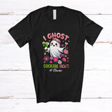 MacnyStore - Personalized Custom Name I Ghost Cocktail Here; Lovely Halloween Pink Boo Flowers; Drinking T-Shirt