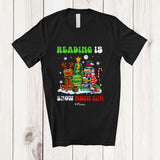 MacnyStore - Personalized Custom Name Reading Is Snow Much Fun; Joyful Christmas Book Snowman; Teacher Librarian T-Shirt