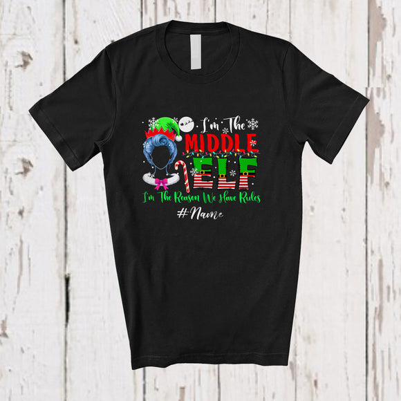 MacnyStore - Personalized Custom Name Middle Elf; Awesome Christmas Elf Rules; Sister Family T-Shirt