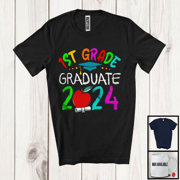 MacnyStore - 1st Grade Graduate 2024, Colorful Last Day Of School Graduation, Students Teacher Group T-Shirt