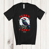 MacnyStore - Personalized Custom Name Merry F-Caw-F; Humorous Christmas Moon Santa Raven Black Bird T-Shirt