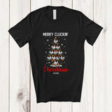 MacnyStore - Personalized Custom Name Merry Cluckin' Christmas; Amazing Santa Farmer Chicken X-mas Tree T-Shirt