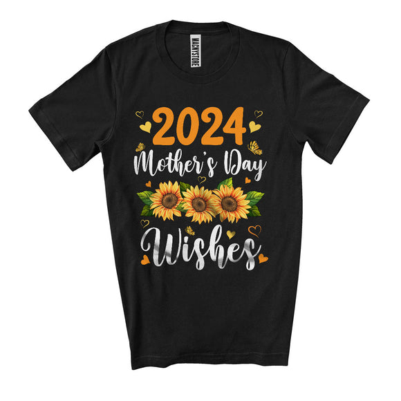 MacnyStore - 2024 Mother's Day Wishes, Awesome Mother's Day Sunflowers Butterflies, Family Group T-Shirt