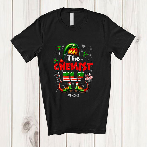 MacnyStore - Personalized Custom Name The Chemist Elf; Joyful Christmas Elf Snow Around; Family T-Shirt