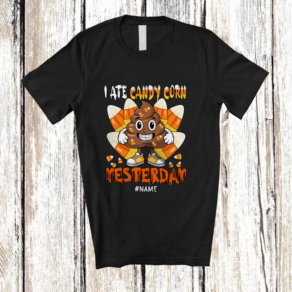 MacnyStore - Personalized Custom Name I Ate Candy Corn Yesterday; Sarcastic Halloween Family T-Shirt