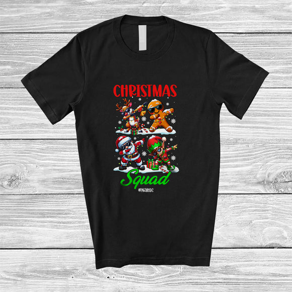 MacnyStore - Personalized Custom Name Christmas Squad; Joyful Dabbing Santa Reindeer Elf Gingerbread T-Shirt