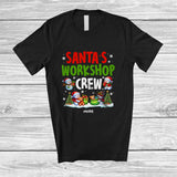 MacnyStore - Personalized Custom Name Santa's Workshop Crew; Adorable Christmas Lights Snowman Working T-Shirt
