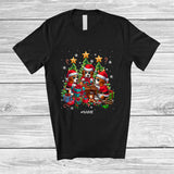 MacnyStore - Personalized Custom Name Workshop With Santa Beagle Working; Joyful Christmas Family T-Shirt