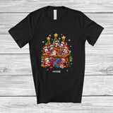 MacnyStore - Personalized Custom Name Workshop With Santa Cat Working; Joyful Christmas Family T-Shirt