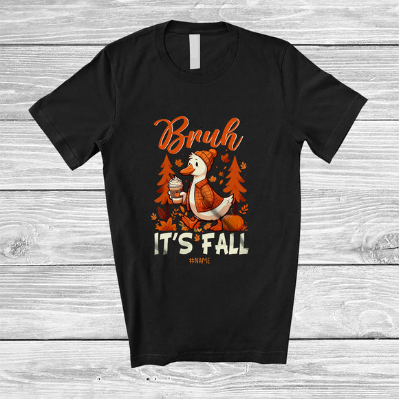 MacnyStore - Personalized Custom Name Bruh It's Fall; Amazing Thanksgiving Goose Fall Tree; Farm Farmer T-Shirt