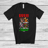 MacnyStore - Personalized Custom Name Bruh Squad; Joyful Christmas Dabbing Santa Elf Gingerbread T-Shirt