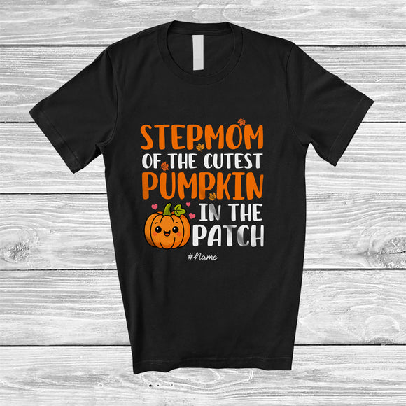 MacnyStore - Personalized Custom Name Stepmom Of The Cutest Pumpkin; Lovely Thanksgiving Family Group T-Shirt