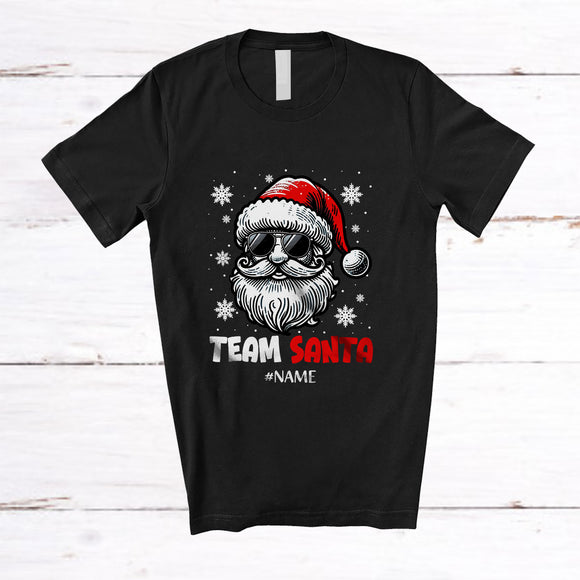 MacnyStore - Personalized Custom Name Team Santa; Amusing Christmas Santa Face Snow; Family Group T-Shirt