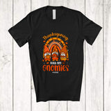 MacnyStore - Personalized Custom Name Thanksgiving With My Gnomies; Joyful Three Fall Gnomes Rainbow T-Shirt