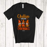 MacnyStore - Personalized Custom Name Chillin With My Gnomies; Joyful Thanksgiving Three Fall Gnomes T-Shirt