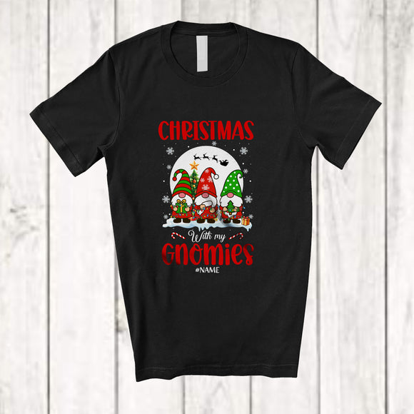 MacnyStore - Personalized Custom Name Christmas With My Gnomies; Joyful Three Gnomes Squad Family T-Shirt