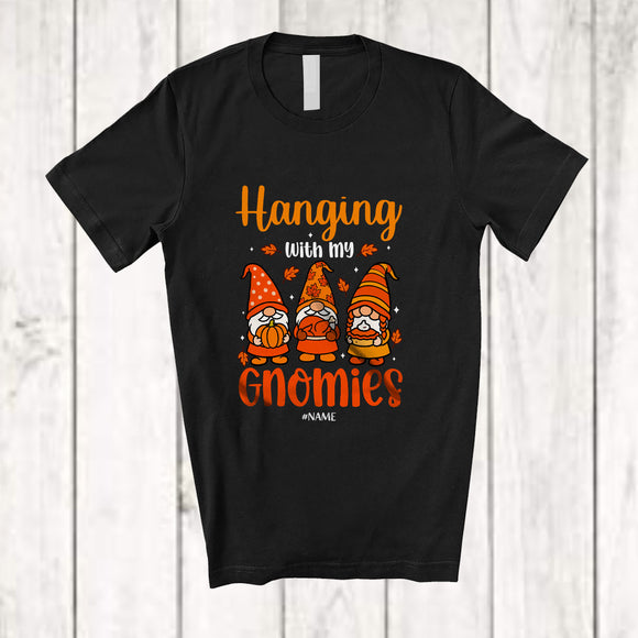 MacnyStore - Personalized Custom Name Hanging With My Gnomies; Joyful Thanksgiving Three Fall Gnomes T-Shirt