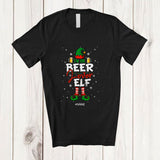 MacnyStore - Personalized Custom Name I'm Beer Lover Elf; Humorous Christmas Lights Naughty Drinking T-Shirt