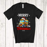 MacnyStore - Personalized Custom Name Merry Christmas; Amazing Three Plaid Leopard School Bus Driver Tools T-Shirt