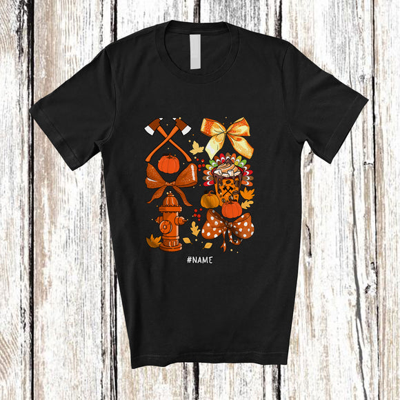 MacnyStore - Personalized Custom Name Fall Firefighter Collection; Proud Thanksgiving Coquettes; Jobs T-Shirt